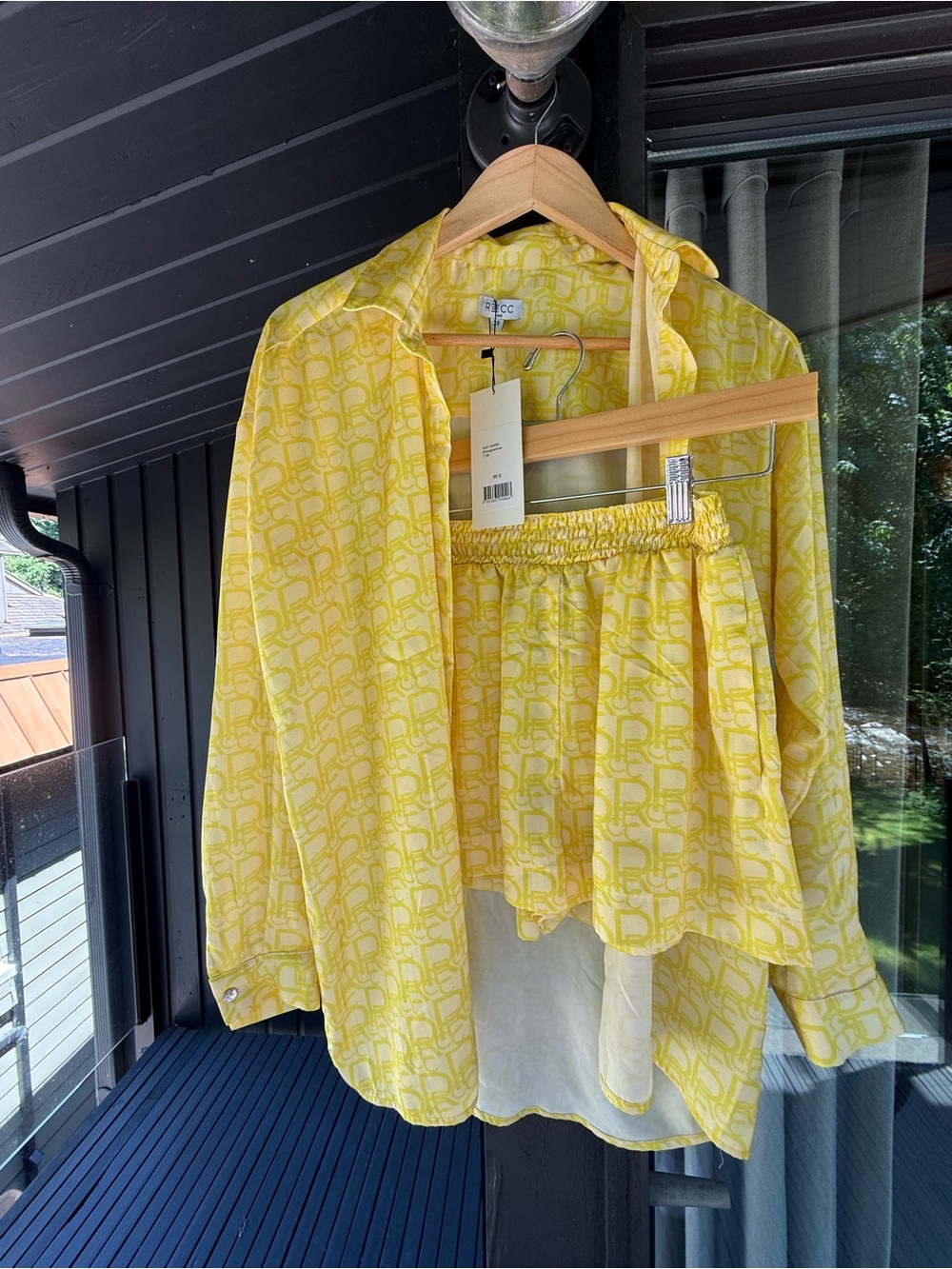 Yellow Logo-Print Women's Skort Set by RECC Paris